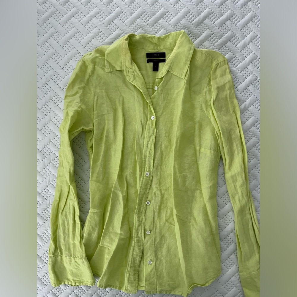 Linen blend long sleeve shirt